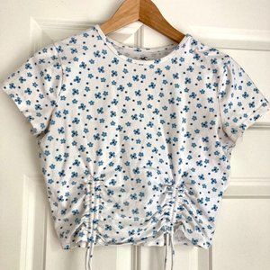 Hollister short-sleeve flower print cinch top, size large